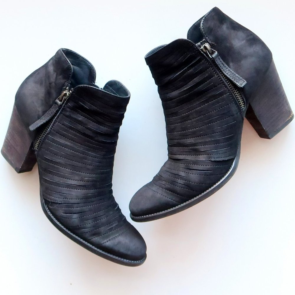 Paul Green Black Ankle Booties with Stacked Heel